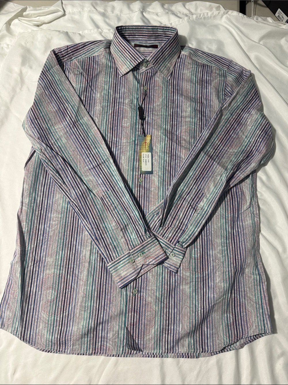 Dagr Striped Paisley Button Down Shirt Size XL NWT Office Italian Fabric